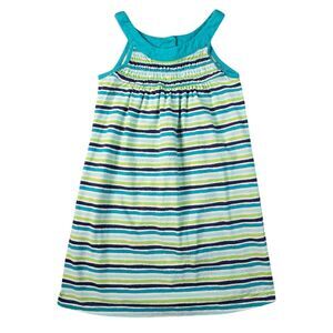 Crazy 8 Girls Summer Slip Dress SM 5-6 Blue Nautical Striped Smocked Sleeveless